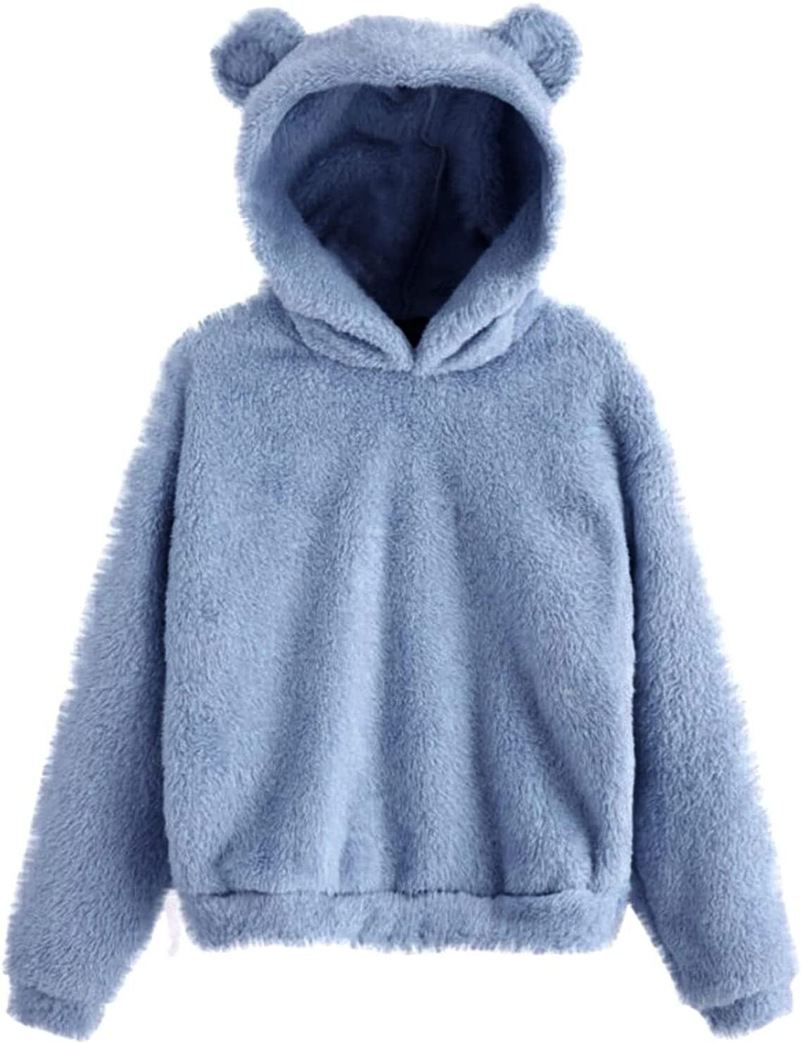 Neue trendige, flauschige, warme Pullover mit Kaninchen-Kapuze