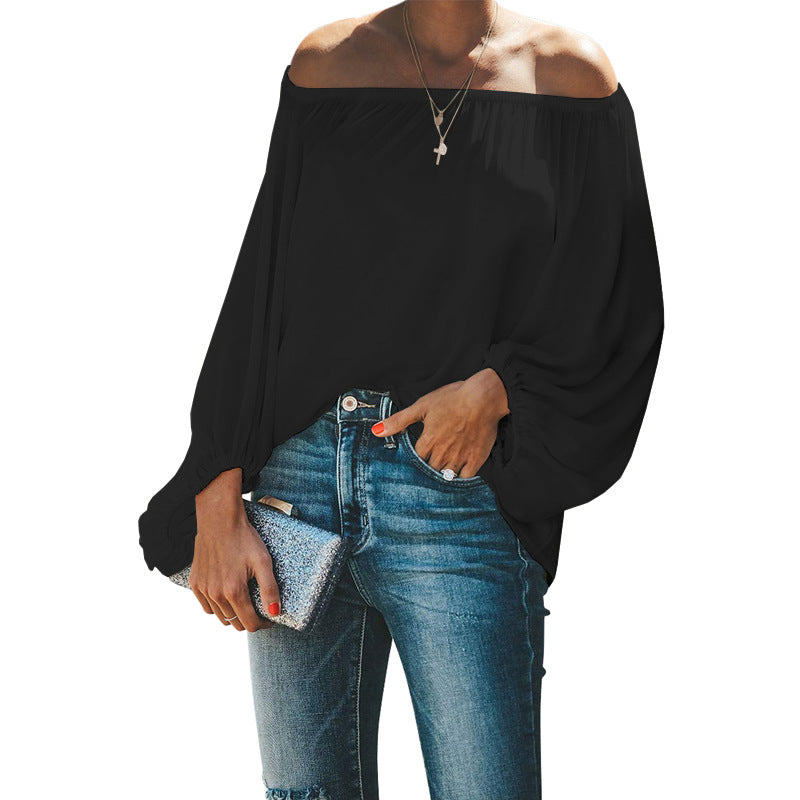 Women's Solid Color Simple Lantern Sleeve Loose Blouses