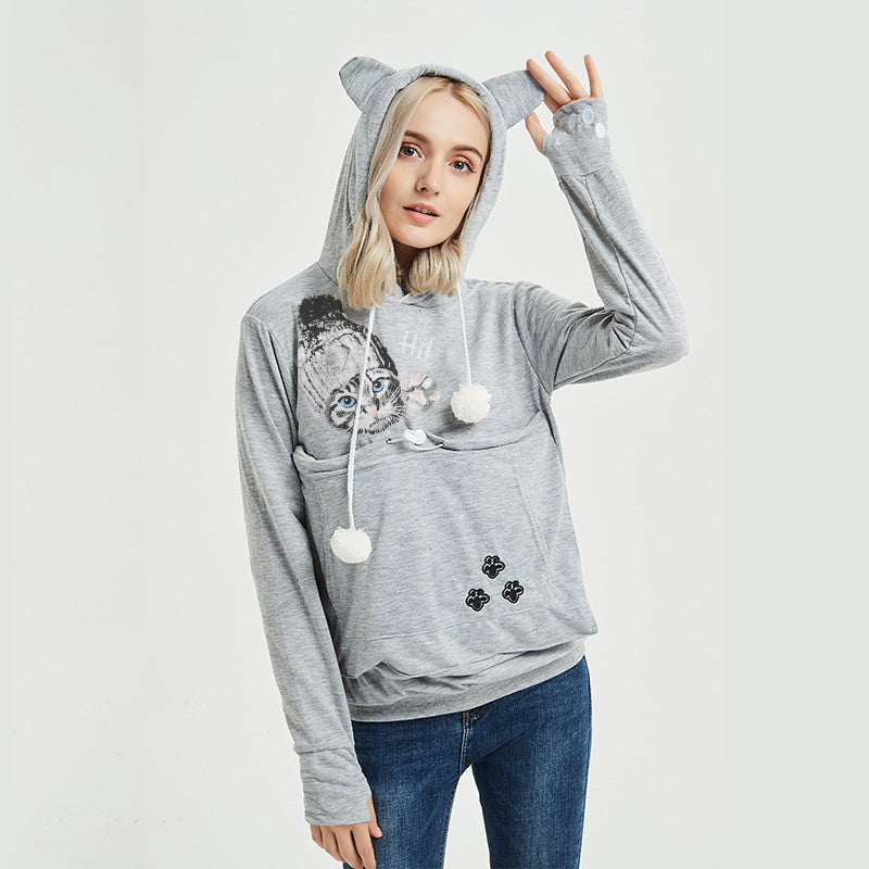 Autumn Big Pocket Hooded Peering Star Sweaters