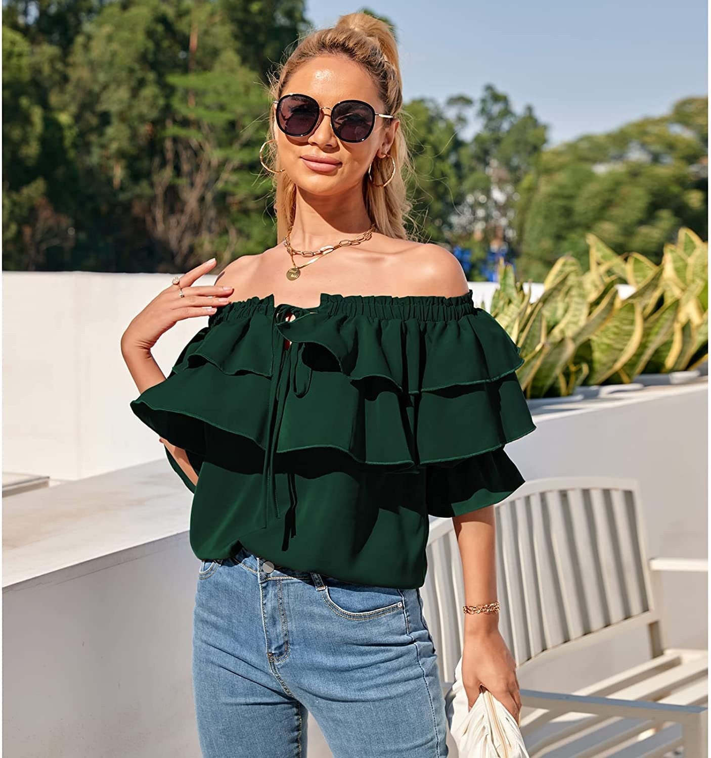 Women's Summer Pleated Long-sleeved Shirt Casual Layered Blouses