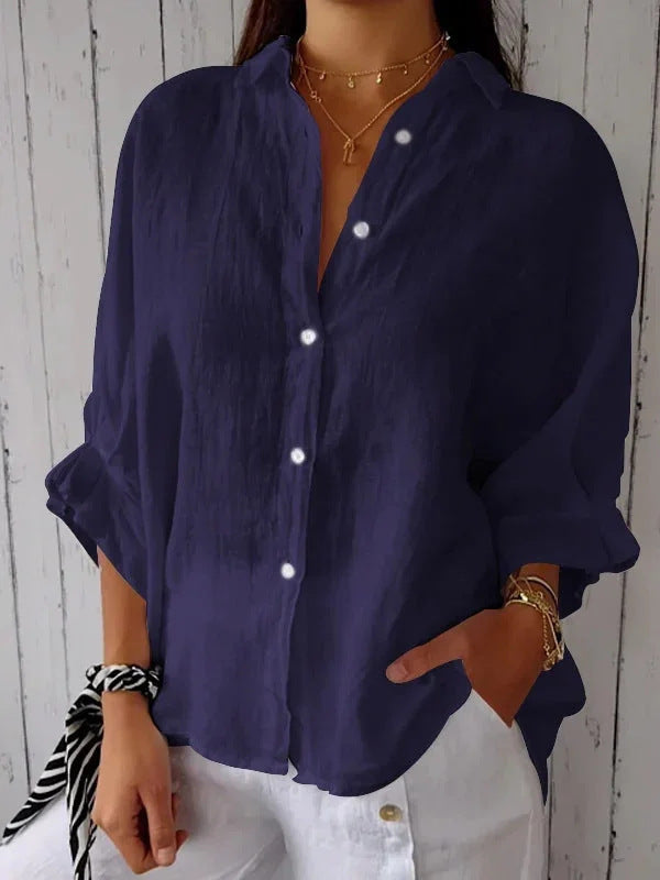 Women's Linen Breathable Back Design Shirt Thin Transparent Blouses