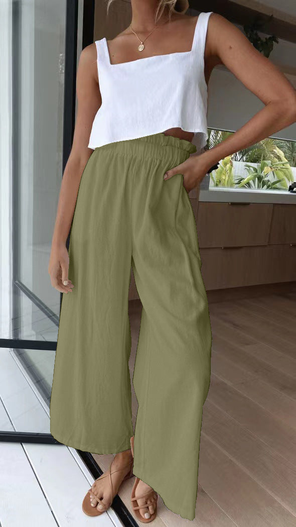 Women's High Waist Wide Leg Loose Mopping Pants