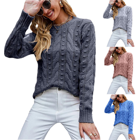 Beautiful Women's Long Sleeve Cable-knit Pullover Sweaters