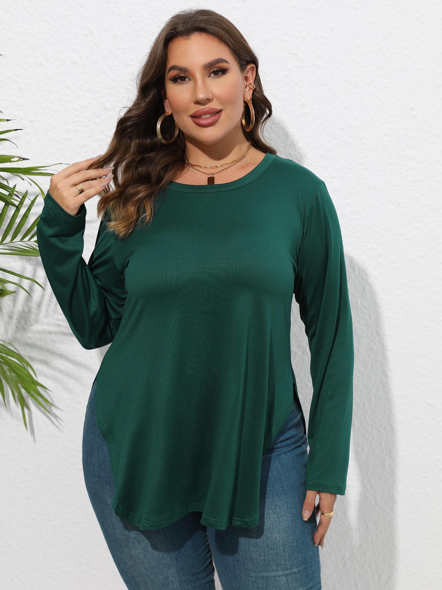 Women's Solid Color Casual Irregular T-shirt Bottoming Blouses