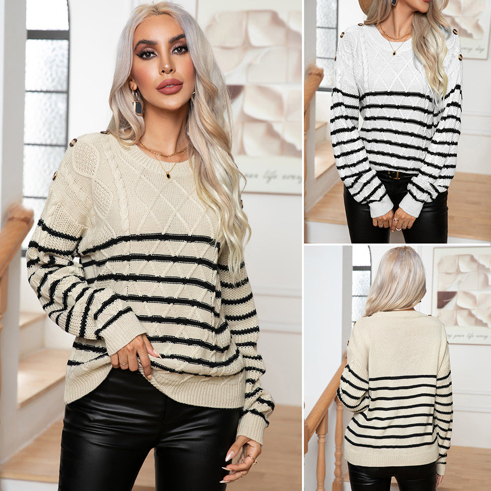 Women's Twisted Twist Vintage Long Sleeve Knitted Pullover Sweaters