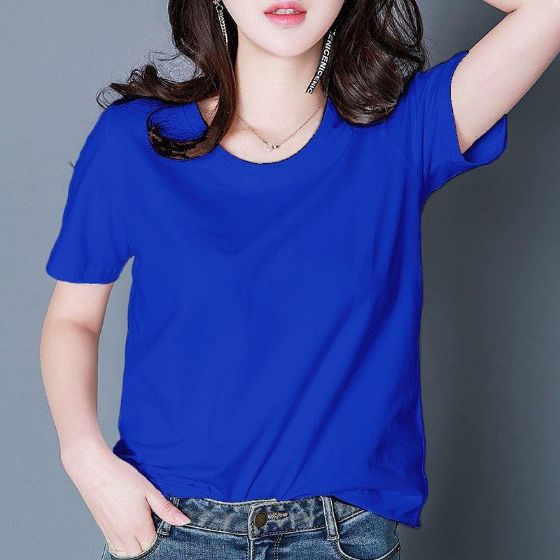 Women's Summer Korean Style White Short-sleeved T-shirt Base Blouses