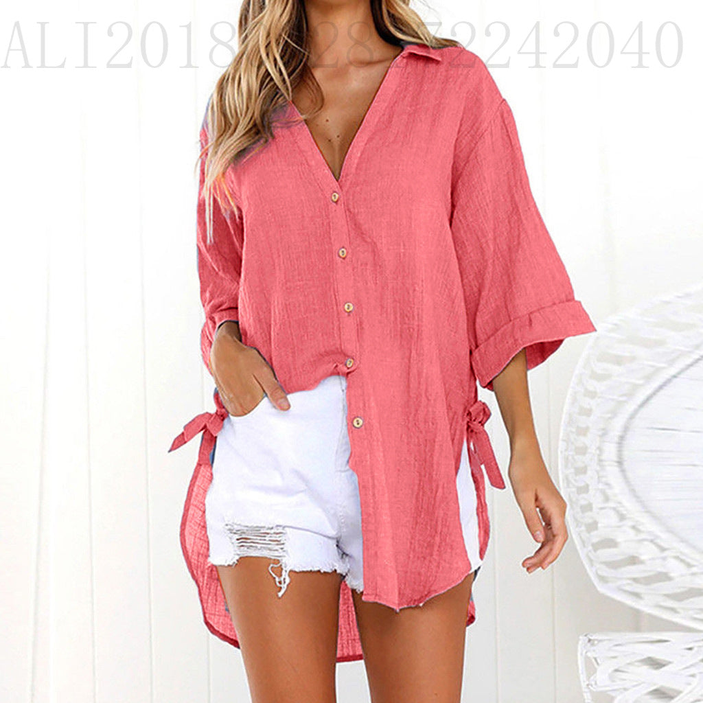 Women's Elegant Beautiful Button Irregular Shirt Blouses