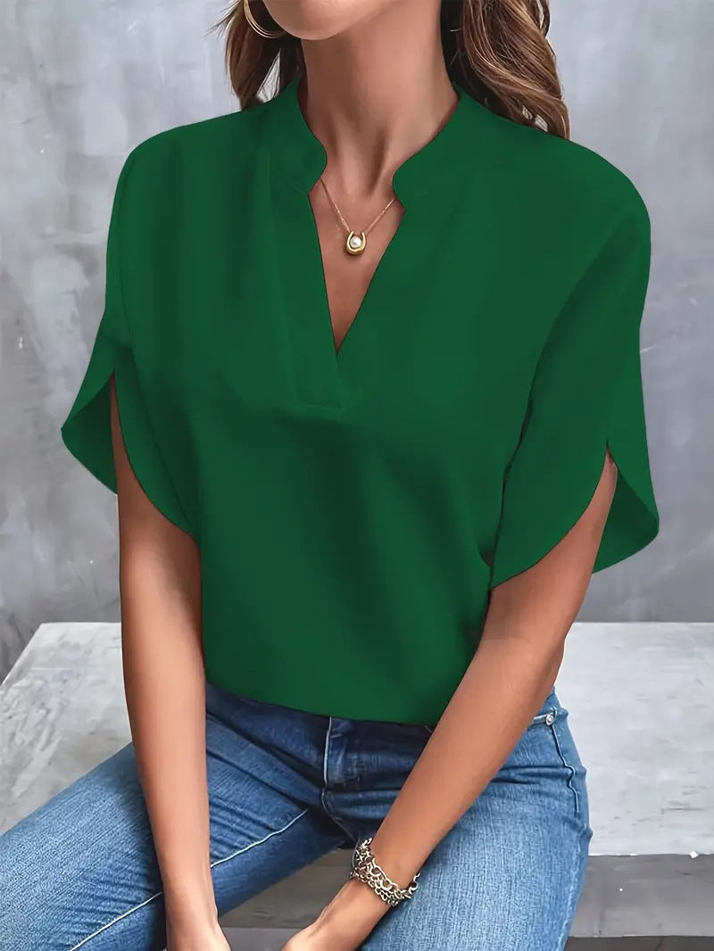 Women's Summer Casual Solid Color Loose Shirt Blouses