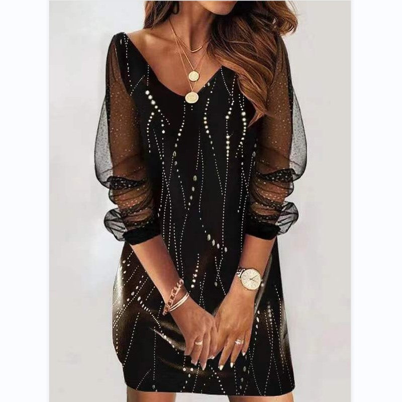 Women's Casual Spring Sequin Gauze Dress Dresses