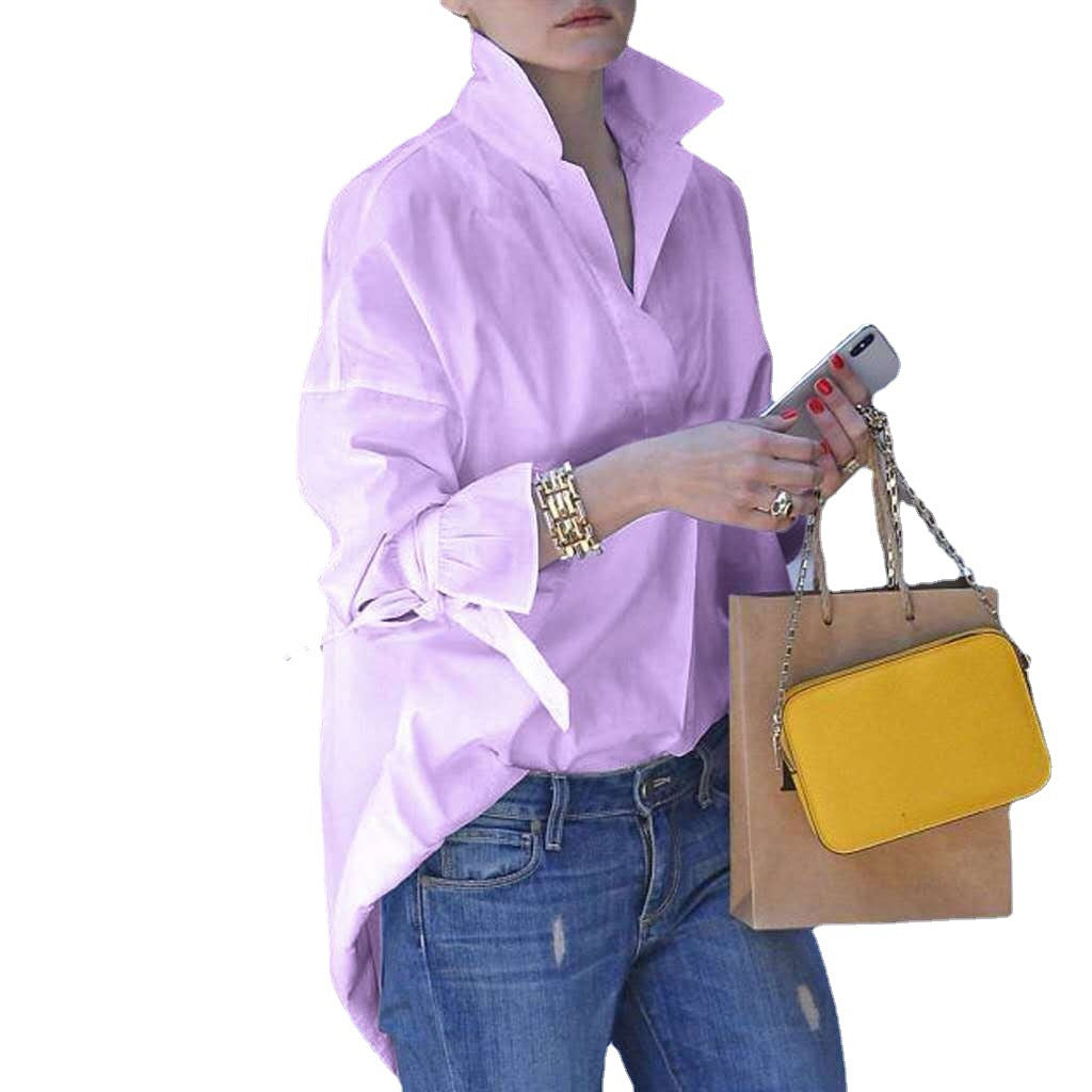 Women's Long-sleeved Street Fashion Loose Solid Color Blouses