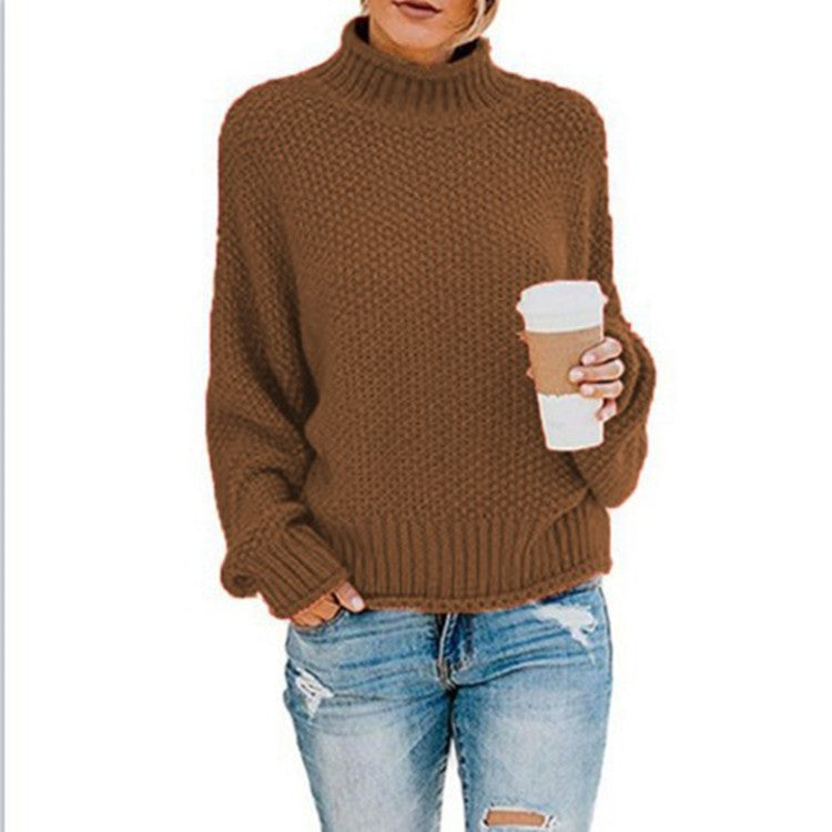 Women's Turtleneck Loose Solid Color Commuting Wear Sweaters