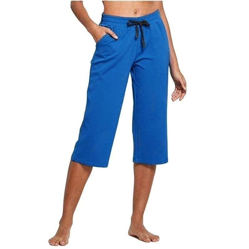 Women's Waist Casual Sports Three-quarter Length Wide Pants