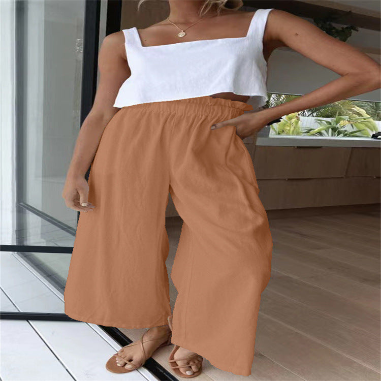 Lockere Wischhose für Damen mit hoher Taille und weitem Bein