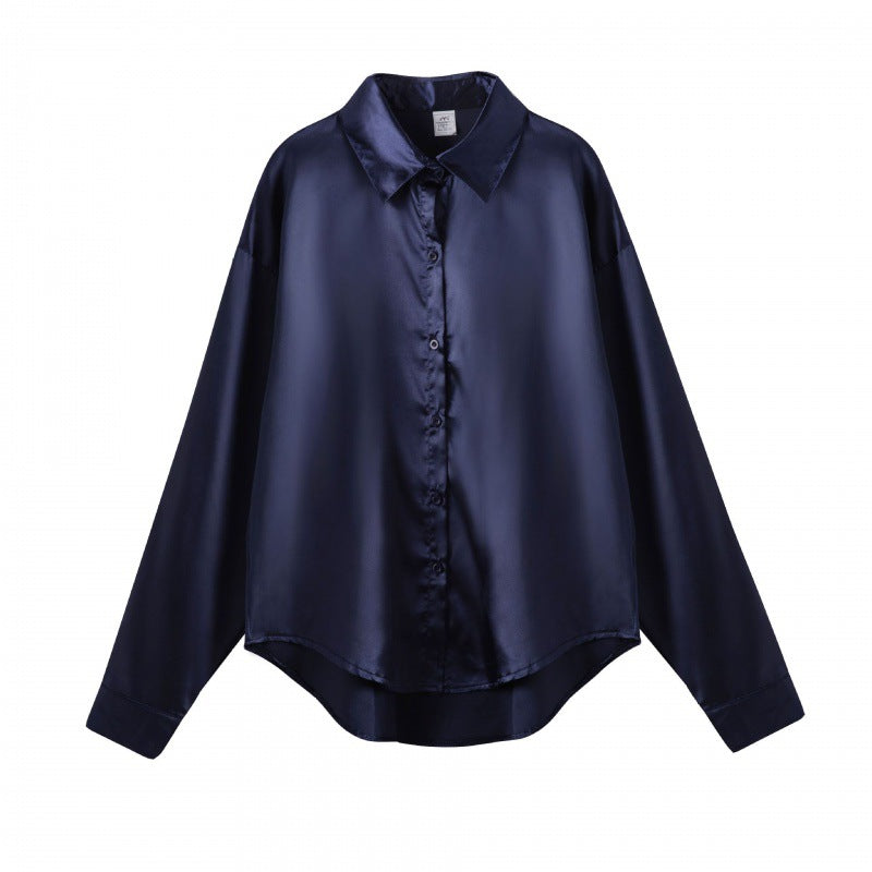 Women's Satin Shirt Minority Retro Style Design Blouses