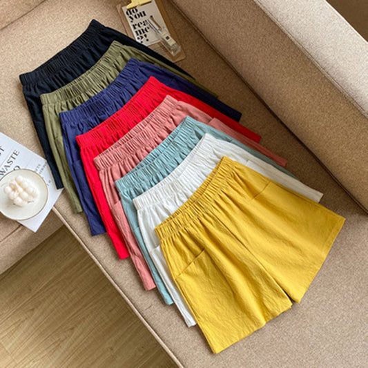 Damenhose aus Baumwollleinen mit hoher Taille, lockere Schlankheitshose im Sommer, koreanische Version