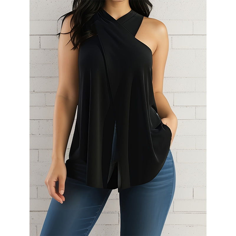 Damen Sommer Sexy T-Shirt Neckholder Lose Unregelmäßige Tops