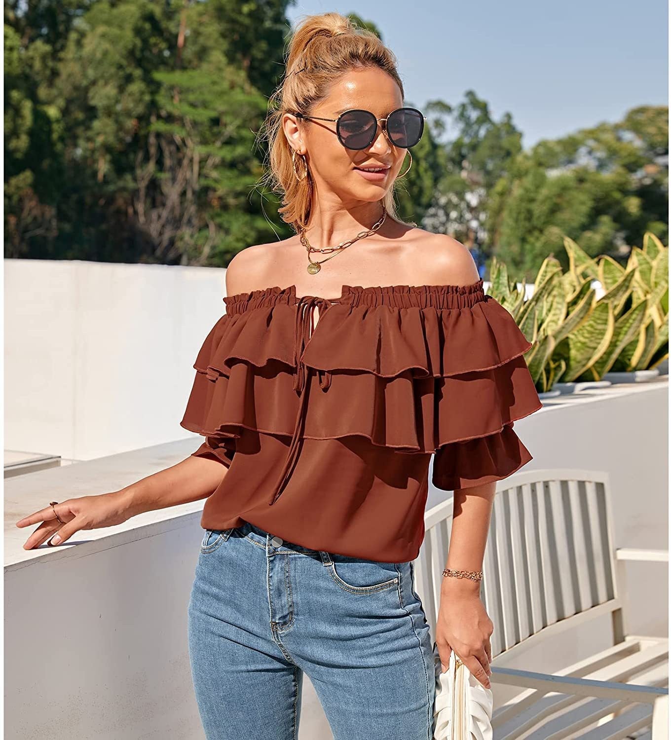 Women's Summer Pleated Long-sleeved Shirt Casual Layered Blouses