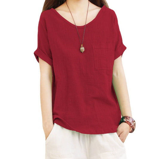 Women's Linen Large Literary Style Loose Simple Clothing