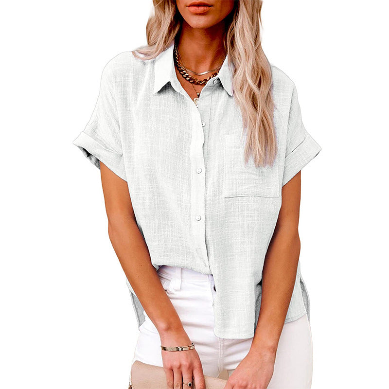 Women's Solid Color Linen Sleeve Casual Loose Shorts