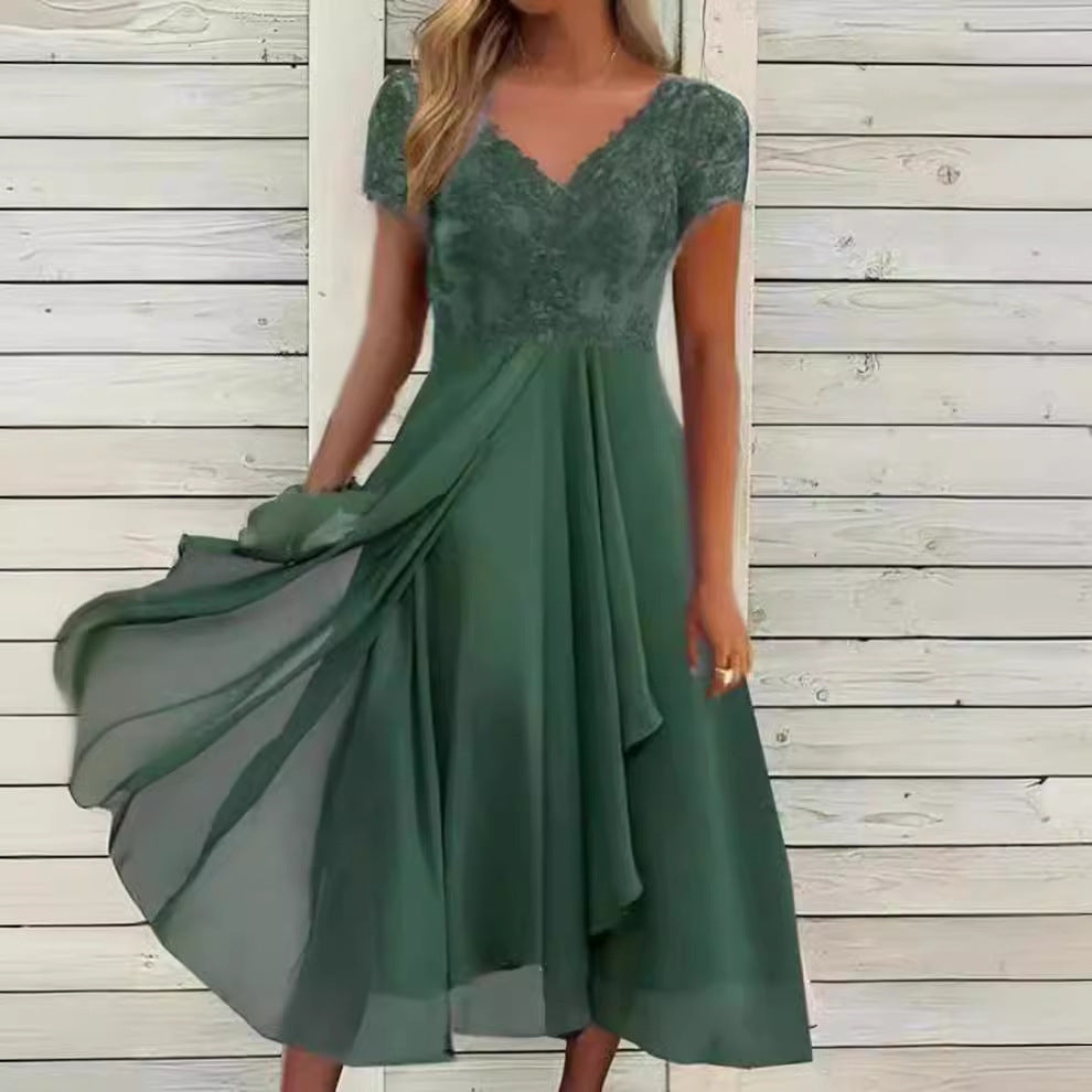 Dress Chiffon Patchwork Lace Long Bridesmaid Dresses