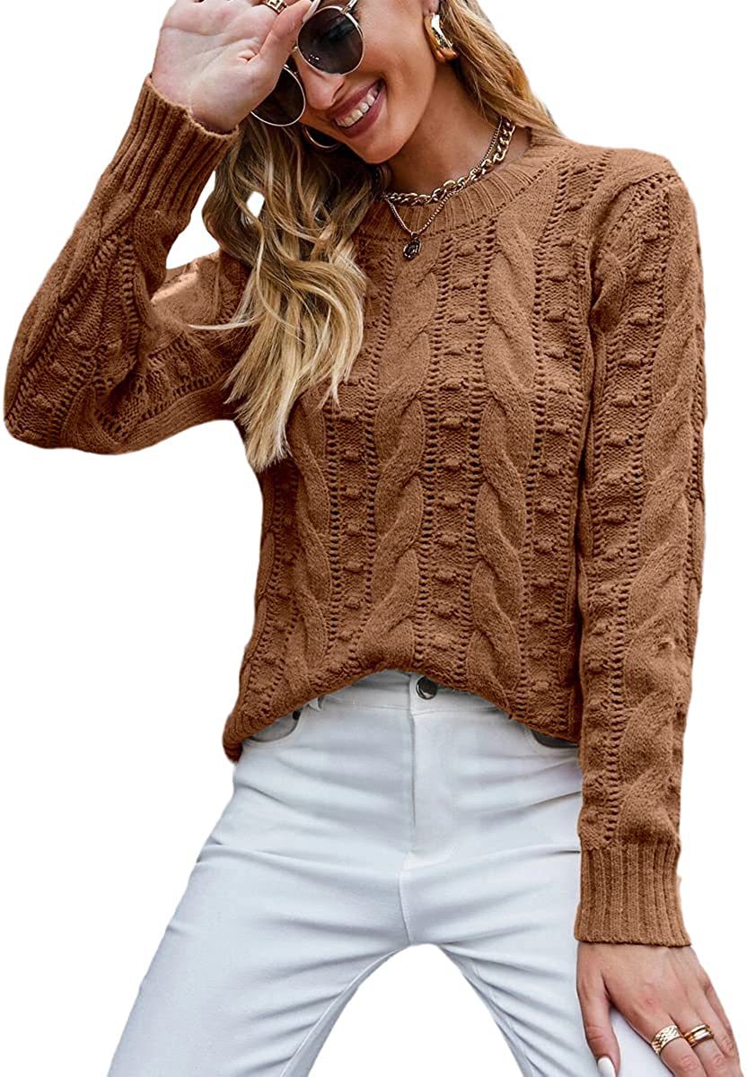 Beautiful Women's Long Sleeve Cable-knit Pullover Sweaters