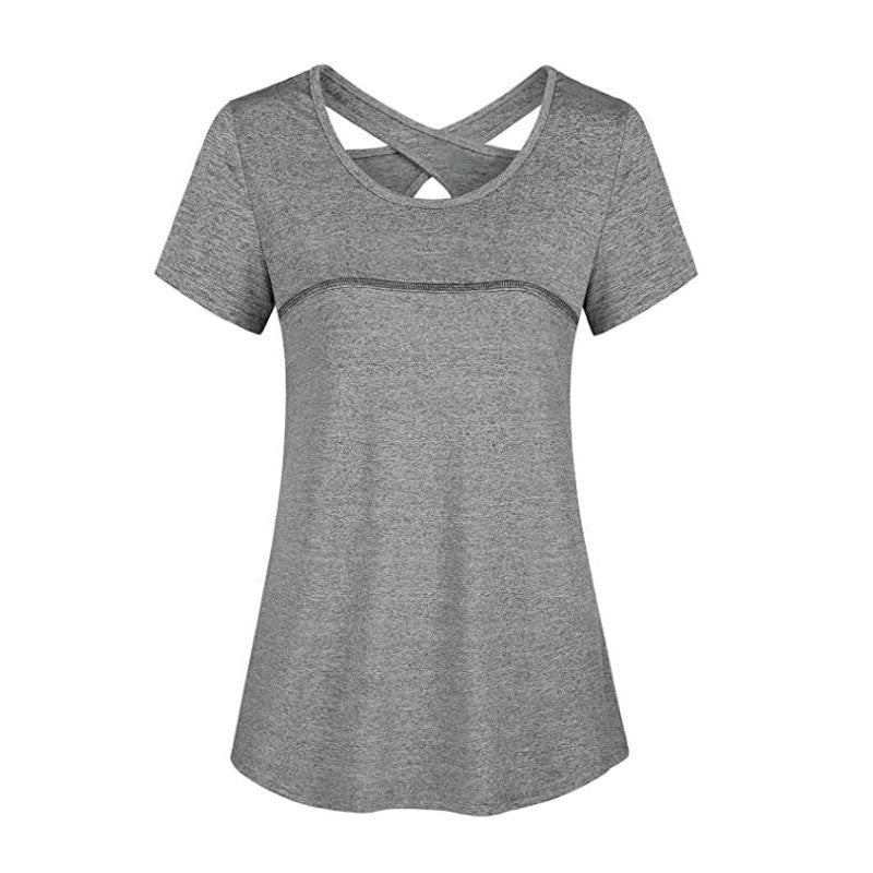 Yoga Sports Short-sleeved T-shirt Fashion Backless Blouses