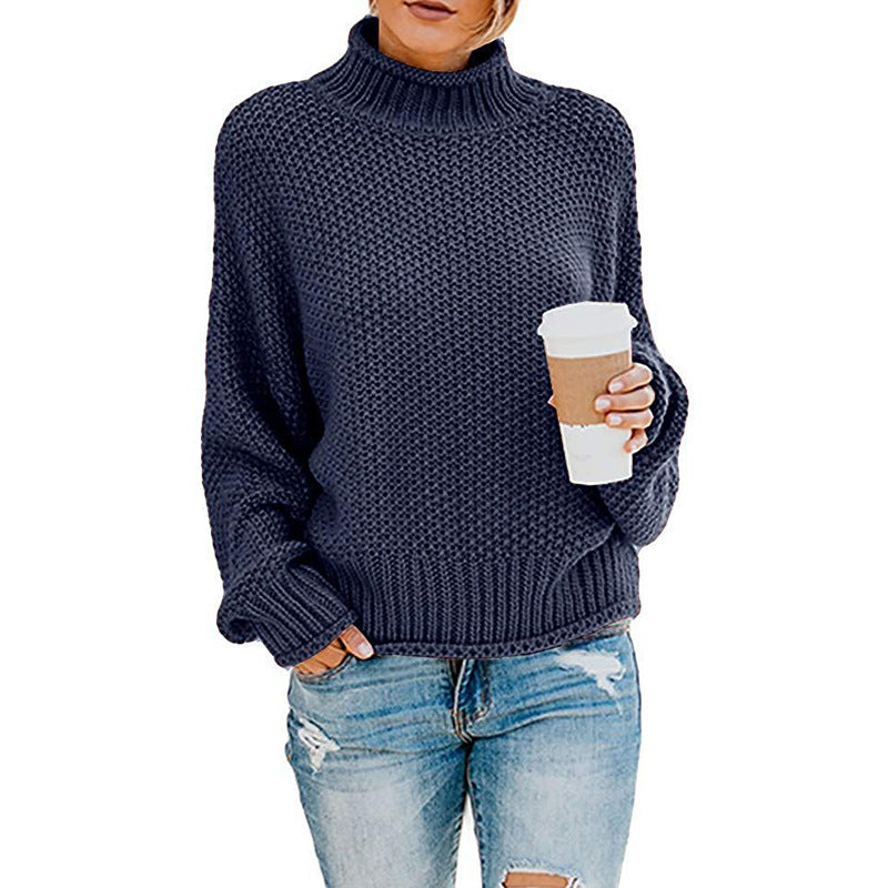 Women's Turtleneck Loose Solid Color Commuting Wear Sweaters