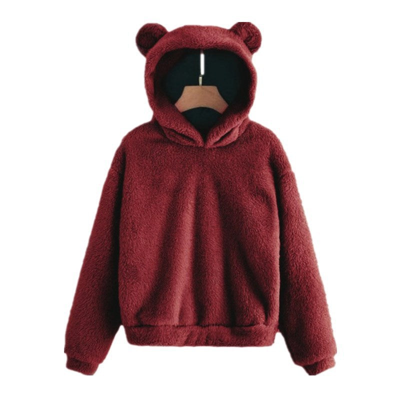 Neue trendige, flauschige, warme Pullover mit Kaninchen-Kapuze