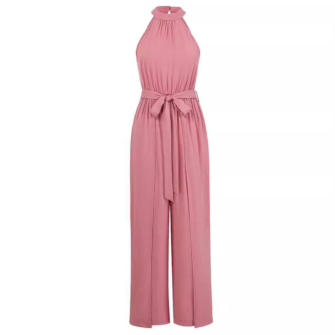 Women's Fashion Summer Fresh Style Pure Color Jumpsuits