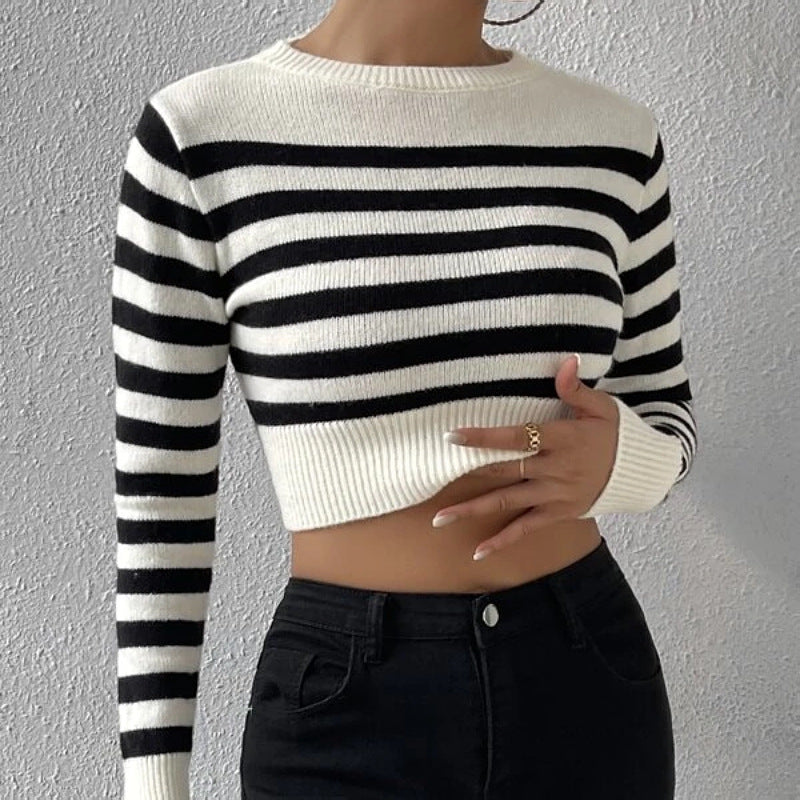 Women's Spring Striped Style Inner Wear Outer Knitwear