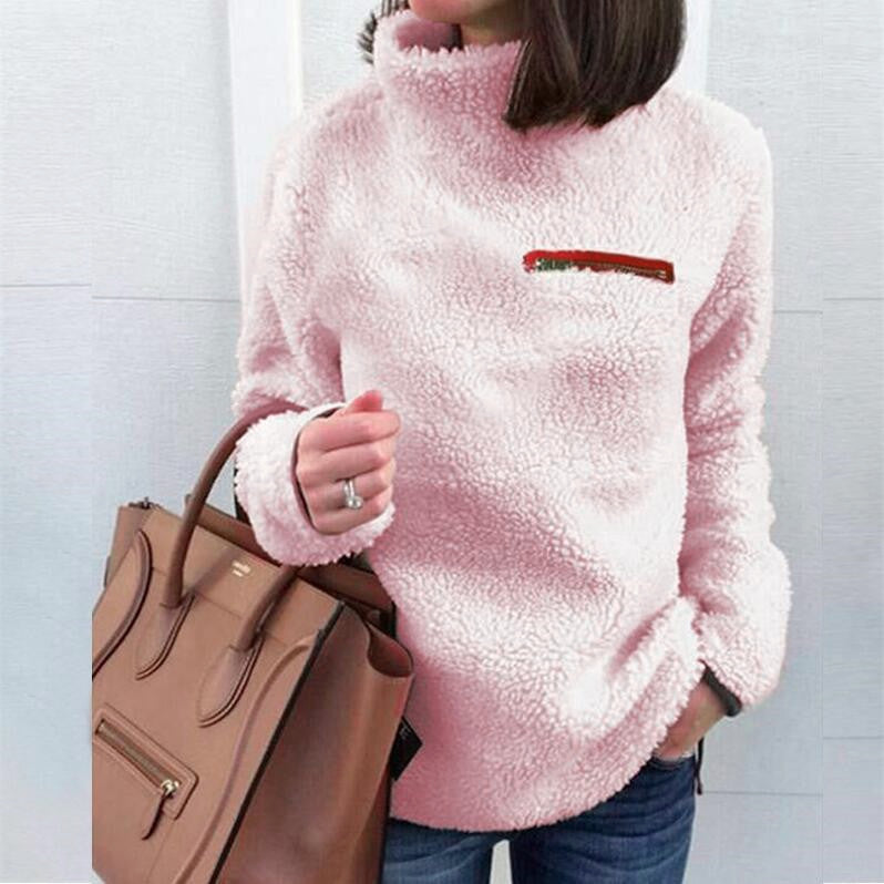 Women's Autumn Fashion Zipper Turtleneck Base Sweaters