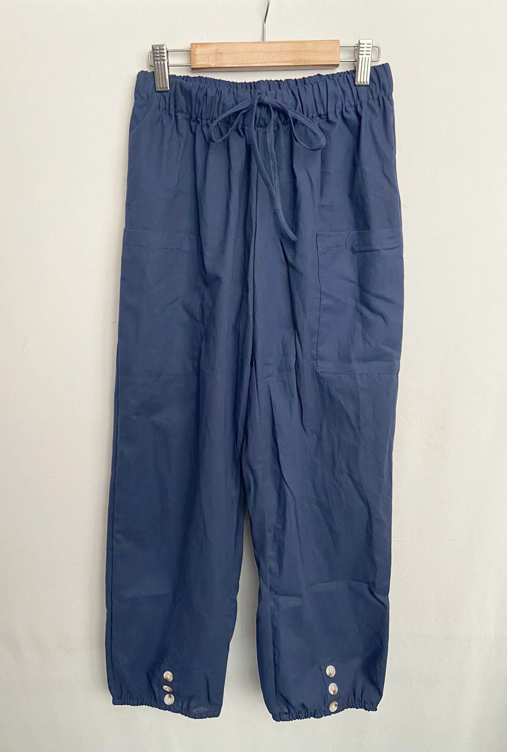 Lockere Leinenhose mit hoher Taille und Knopfleiste für Damen