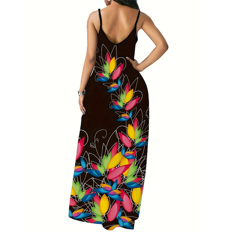 Women's Summer Sleeveless Printed Sexy Dress Long Dresses