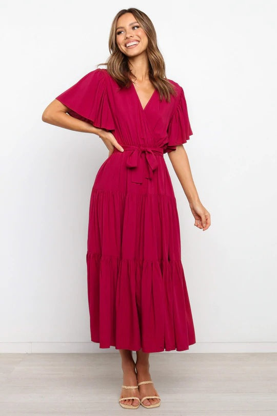 Robe longue à manches imprimées pour femmes, robes bohèmes