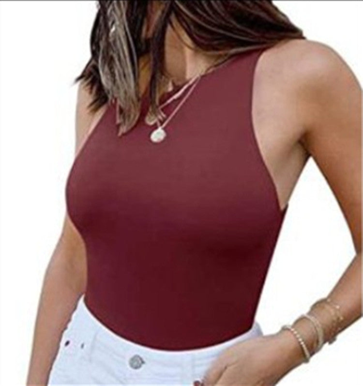 Spring Lady Sexy Sleeveless I-shaped Lace-up Tops