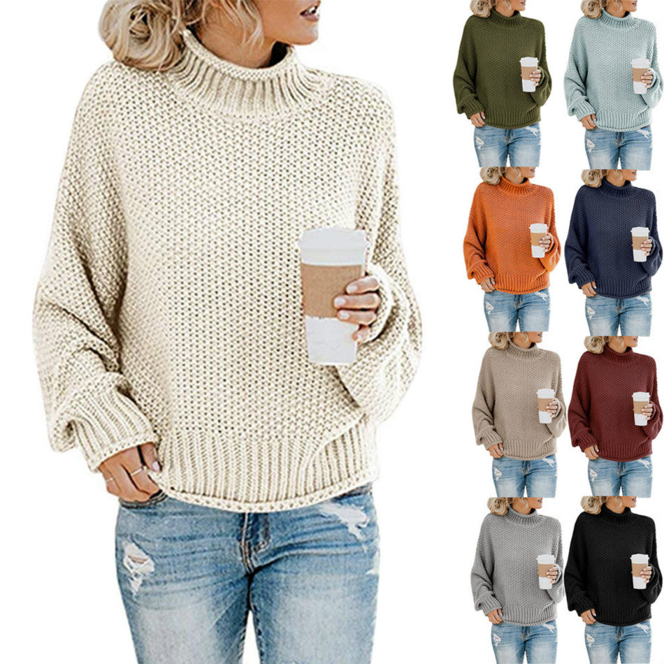 Women's Turtleneck Loose Solid Color Commuting Wear Sweaters