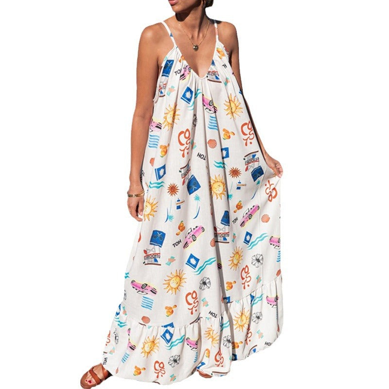 Robe ample de vacances à imprimé floral pour femmes