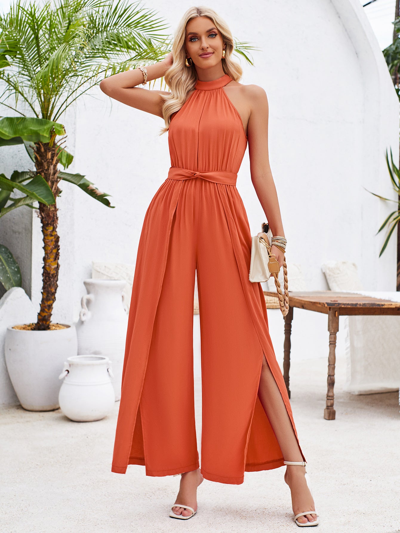 Women's Fashion Summer Fresh Style Pure Color Jumpsuits