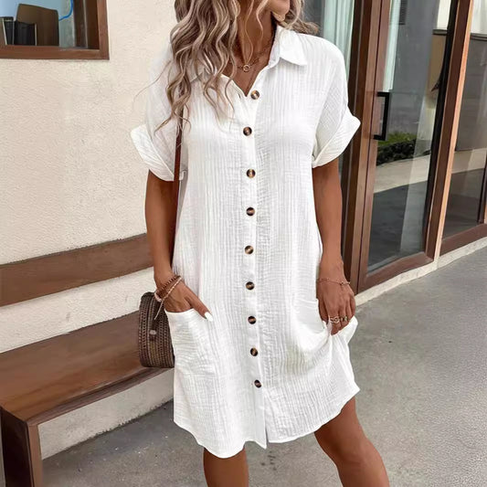 Trendy Sommerkleid mit schlichten Knöpfen für Damen