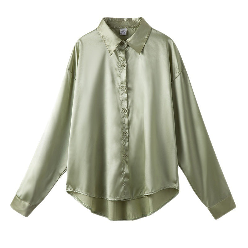 Women's Satin Shirt Minority Retro Style Design Blouses