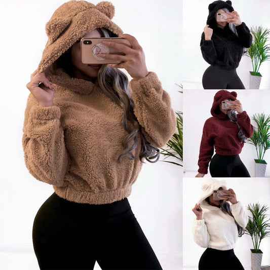 Stylish Fluffy Rabbit Ears Hooded Warm Sweaters