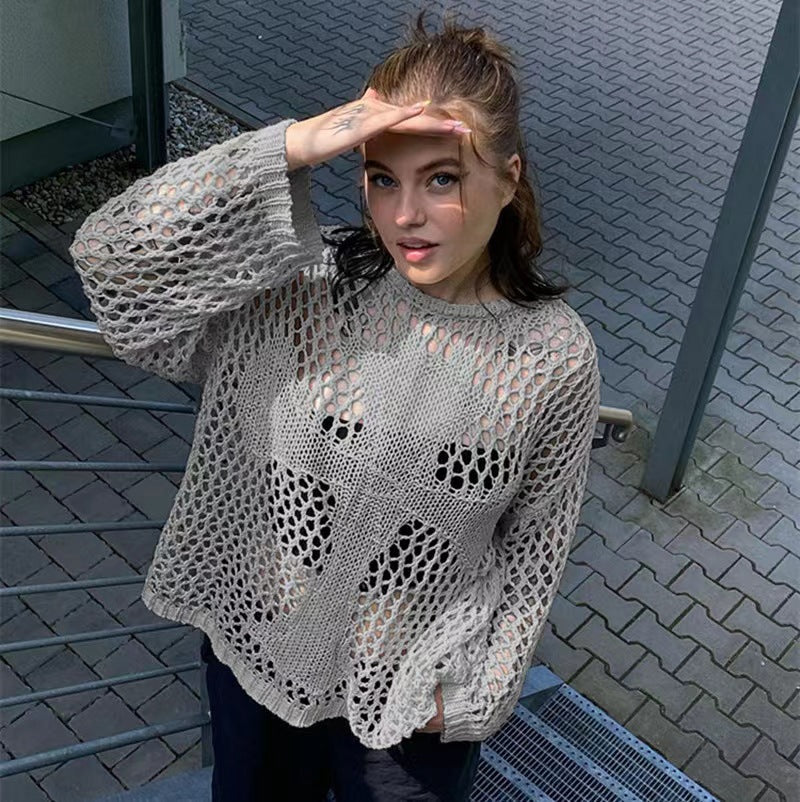 Long Sleeve Width Loose Summer Retro Knitwear