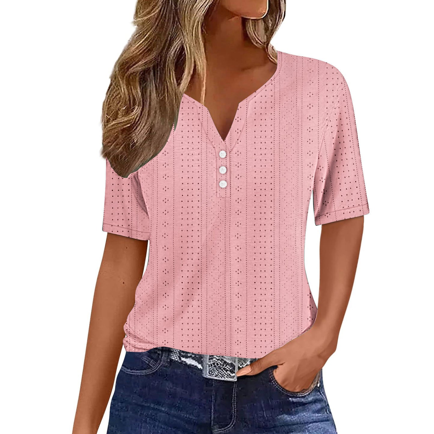 Women's Style Fashion Casual Loose Comfortable Jacquard Hollow Blouses