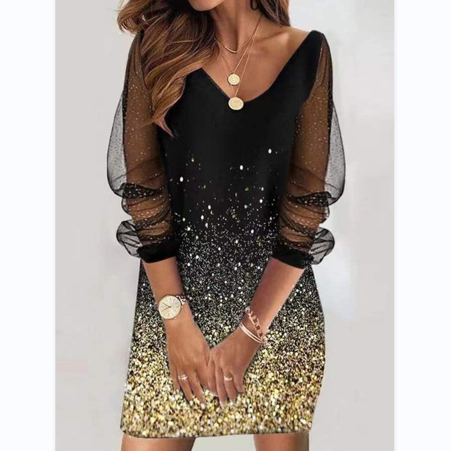 Women's Casual Spring Sequin Gauze Dress Dresses