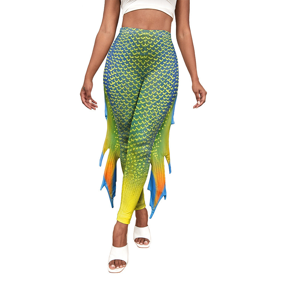 Women's Mermaid Tail Scale Fish Fins Printed Jumpsuits