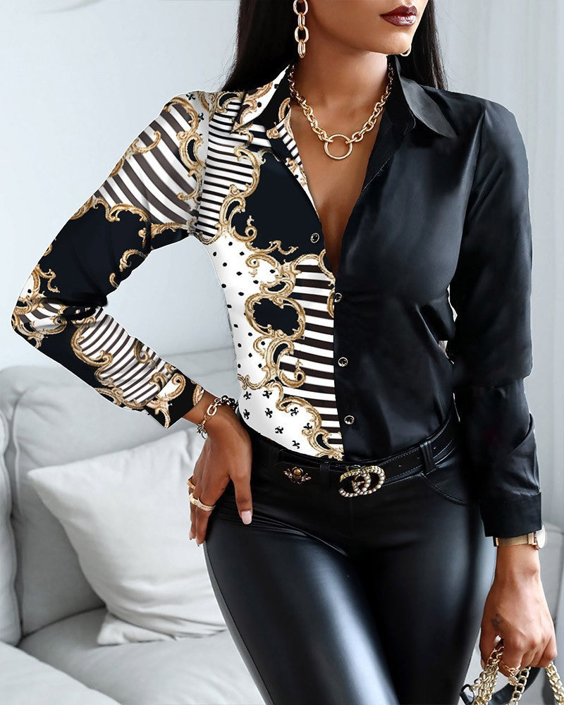 Unique Long Sleeve Retro Style Shirt Blouses