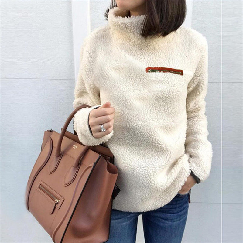 Women's Autumn Fashion Zipper Turtleneck Base Sweaters