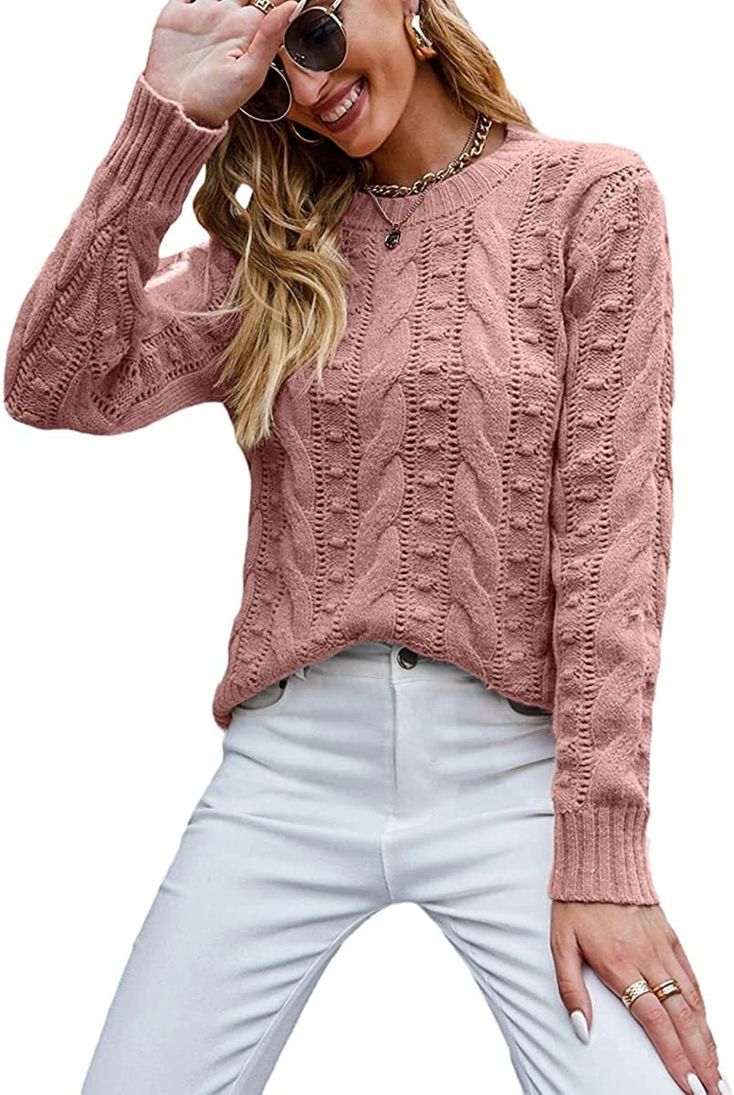 Beautiful Women's Long Sleeve Cable-knit Pullover Sweaters