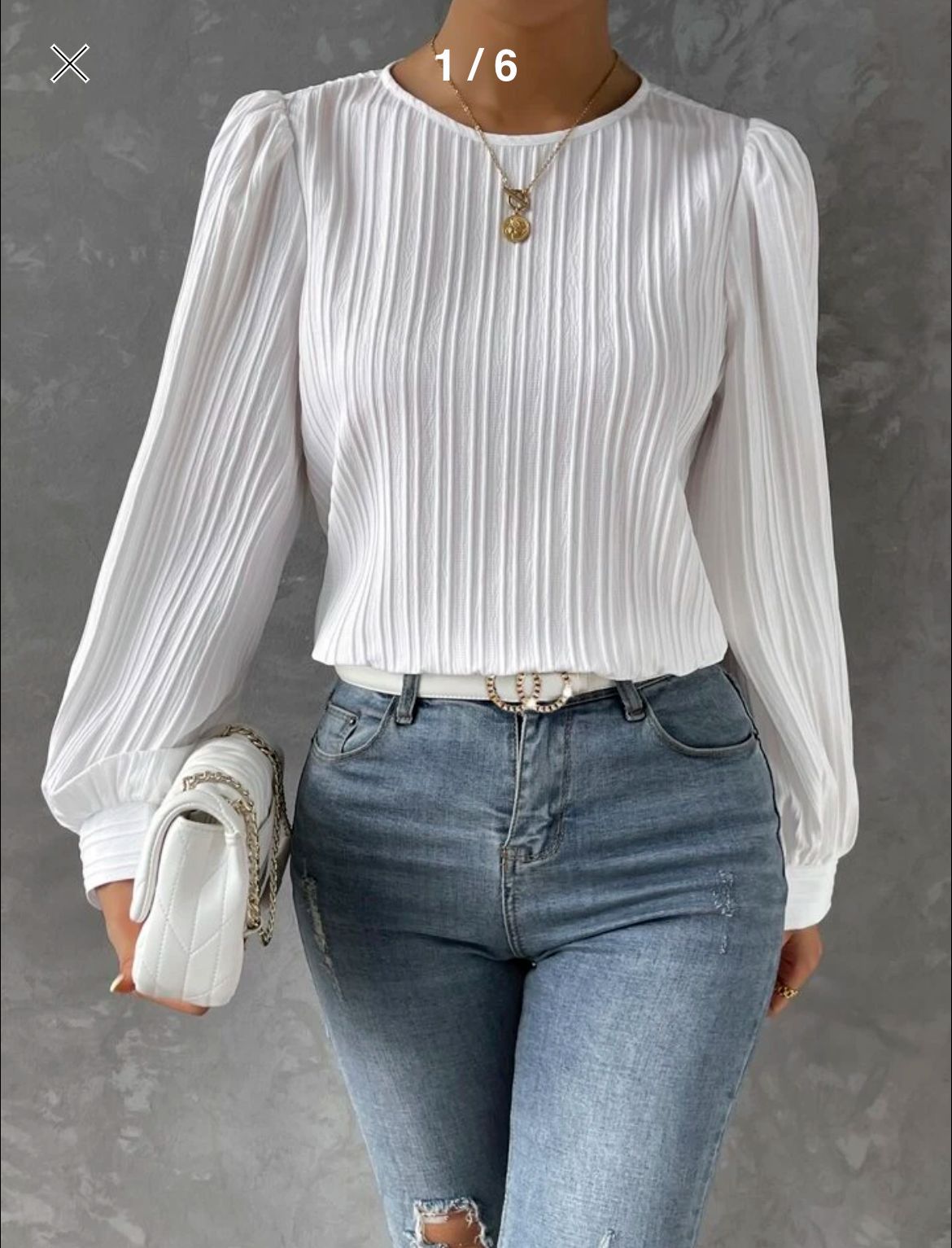 Round Neck Lantern Sleeve Long Solid Blouses