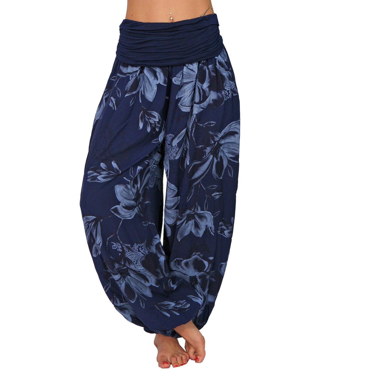 Women's Printed Loose Casual Wide-leg Trousers Pants